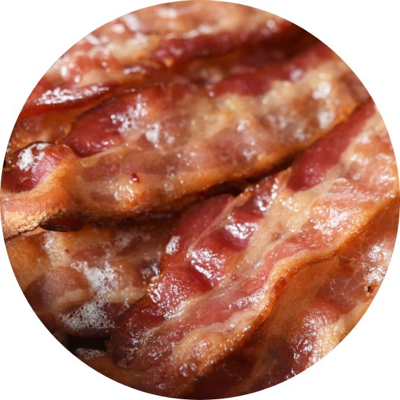 Closeup of tender bacon